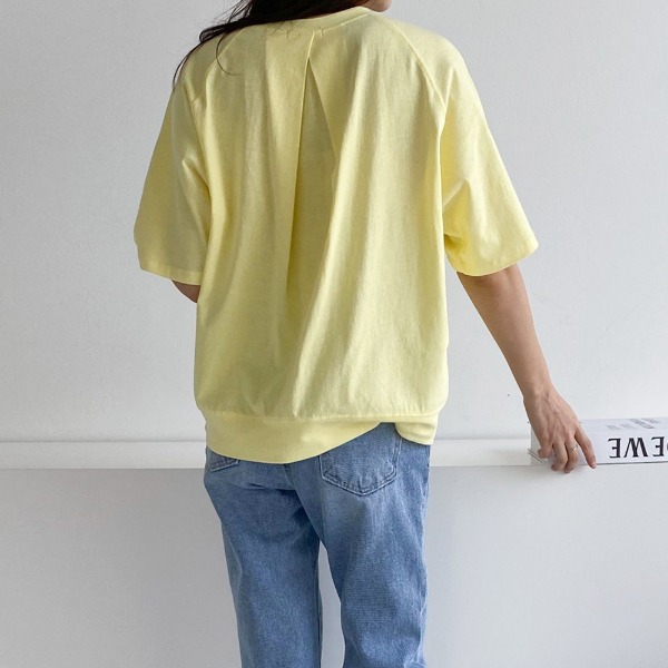 뒷주름 루즈핏 반팔 맨투맨 티셔츠 4col